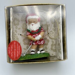 Hawaiian GOLFING SANTA CHRISTMAS ORNAMENT #13050 Island Heritage Shirt Golf Lei